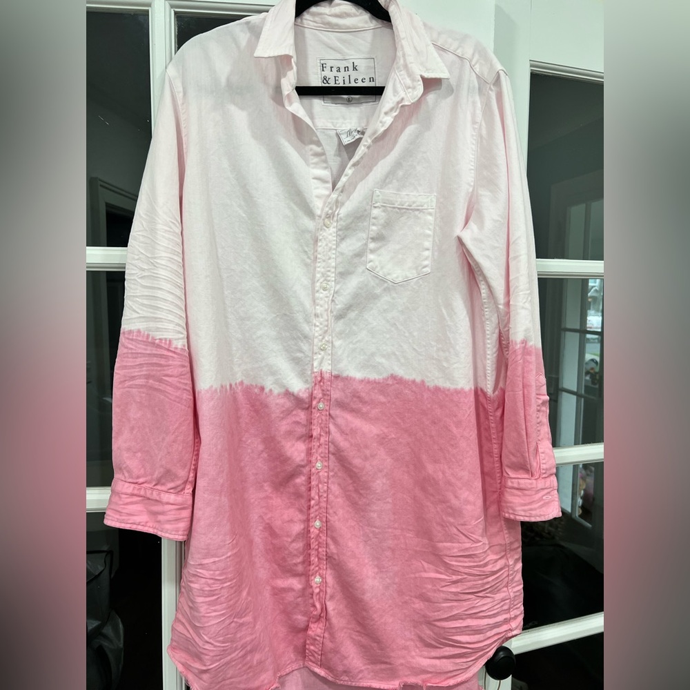 Frank & Eileen Light Pink Button-Up Linen Dress